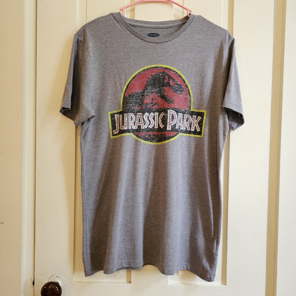 Old Navy Jurassic Park Gray mens T-Shirt